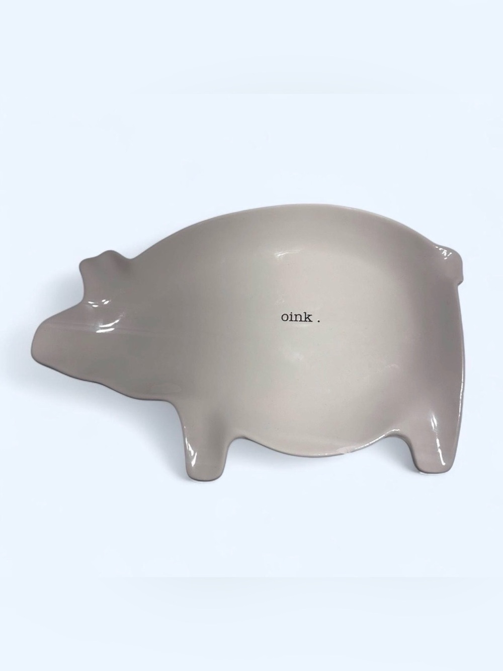 Vintage Rae Dunn Magenta OINK Pig Platter Stamped Large Ceramic Tray Rare